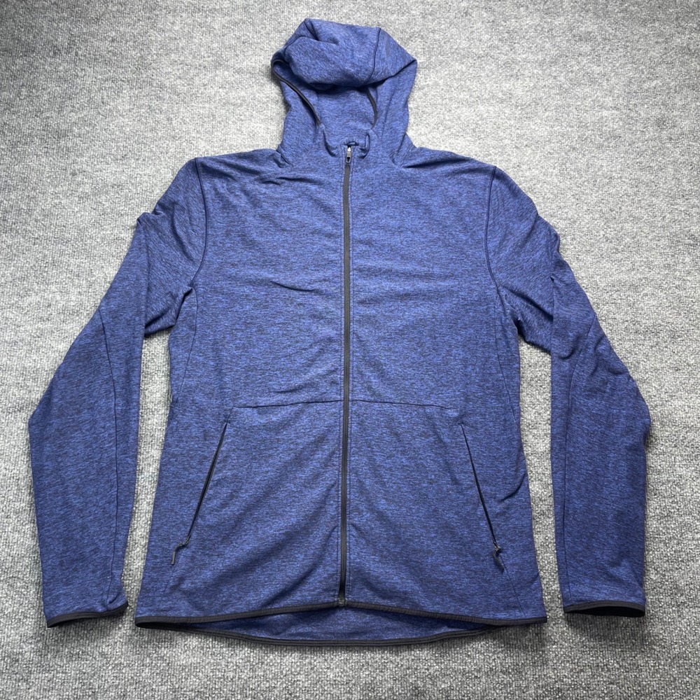 Lululemon Surge Warm Hoodie Mens Large Blue Heathered Full Zip Running Jacket